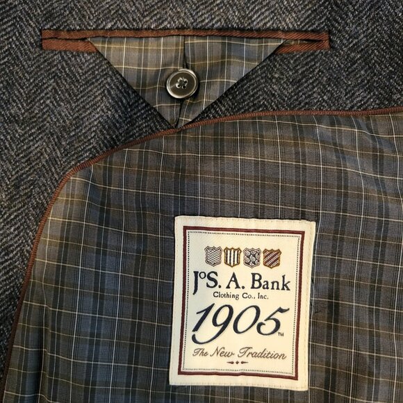 Jos A Bank, 1905 Collection Taylored Sport Coat, Navy Herringbone, 44 Long - Picture 2 of 9
